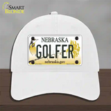 Golfer Nebraska Novelty License Plate Hat Unconstructed Cotton / White