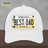 Best Dad Nebraska Novelty License Plate Hat Unconstructed Cotton / White