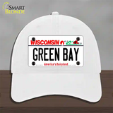 Green Bay Wisconsin Novelty License Plate Hat Unconstructed Cotton / White