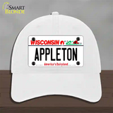 Appleton Wisconsin Novelty License Plate Hat Unconstructed Cotton / White