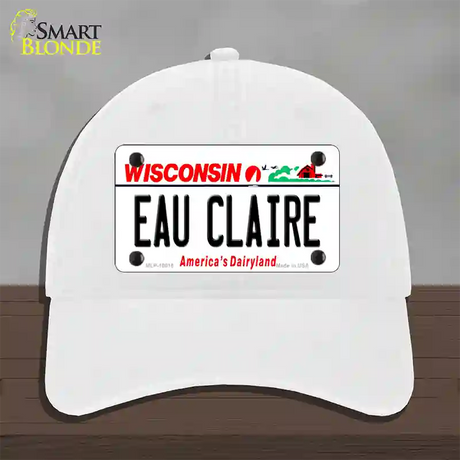 Eau Claire Wisconsin Novelty License Plate Hat Unconstructed Cotton / White