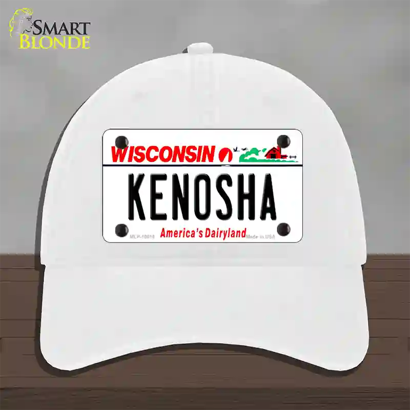 Kenosha Wisconsin Novelty License Plate Hat Unconstructed Cotton / White