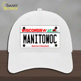 Manitowoc Wisconsin Novelty License Plate Hat Unconstructed Cotton / White