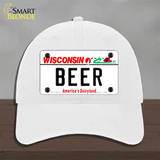 Beer Wisconsin Novelty License Plate Hat Unconstructed Cotton / White