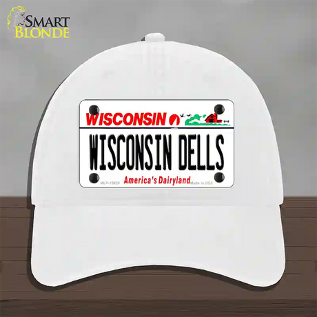 Wisconsin Dells Wisconsin Novelty License Plate Hat Unconstructed Cotton / White