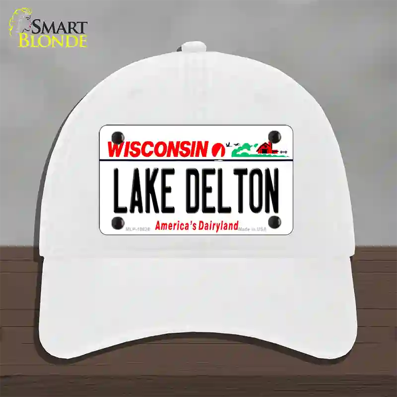 Lake Dalton Wisconsin Novelty License Plate Hat Unconstructed Cotton / White