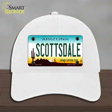 Scottsdale Arizona Novelty License Plate Hat Unconstructed Cotton / White