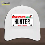 Hunter Wisconsin Novelty License Plate Hat Unconstructed Cotton / White