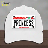 Princess Wisconsin Novelty License Plate Hat Unconstructed Cotton / White