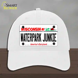 Waterpark Junkie Wisconsin Novelty License Plate Hat Unconstructed Cotton / White