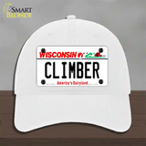 Climber Wisconsin Novelty License Plate Hat Unconstructed Cotton / White