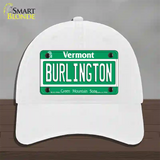 Burlington Vermont Novelty License Plate Hat Unconstructed Cotton / White