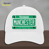 Manchester Vermont Novelty License Plate Hat Unconstructed Cotton / White