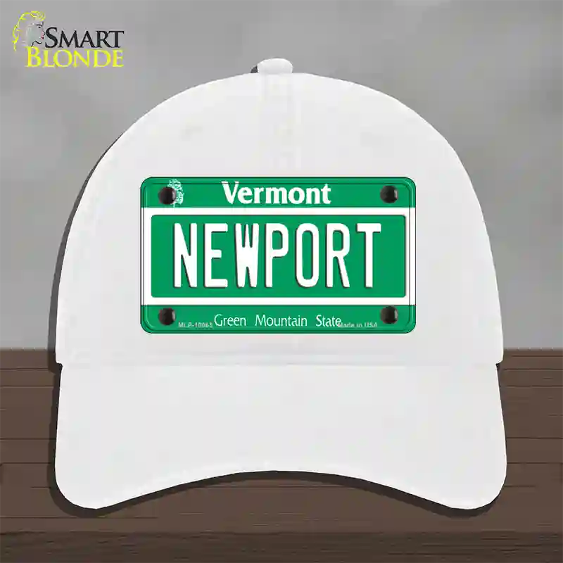 Newport Vermont Novelty License Plate Hat Unconstructed Cotton / White