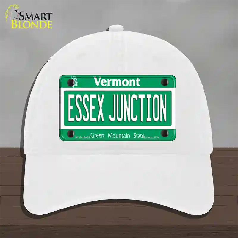 Essex Junction Vermont Novelty License Plate Hat Unconstructed Cotton / White