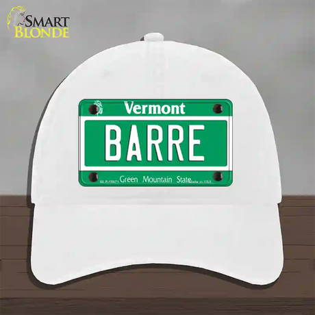 Barre Vermont Novelty License Plate Hat Unconstructed Cotton / White