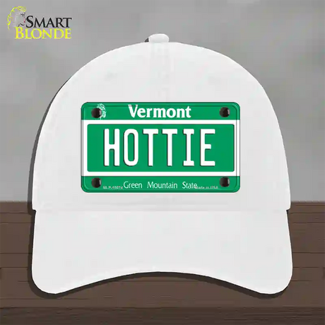 Hottie Vermont Novelty License Plate Hat Unconstructed Cotton / White