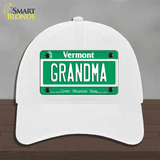 Grandma Vermont Novelty License Plate Hat Unconstructed Cotton / White