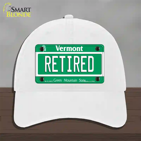 Retired Vermont Novelty License Plate Hat Unconstructed Cotton / White