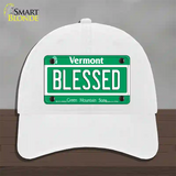 Blessed Vermont Novelty License Plate Hat Unconstructed Cotton / White