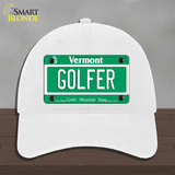 Golfer Vermont Novelty License Plate Hat Unconstructed Cotton / White