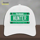 Hunter Vermont Novelty License Plate Hat Unconstructed Cotton / White