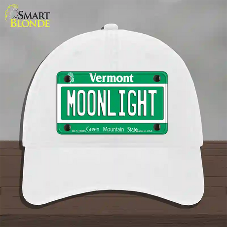 Moonlight Vermont Novelty License Plate Hat Unconstructed Cotton / White