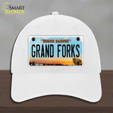 Grand Forks North Dakota Novelty License Plate Hat Unconstructed Cotton / White