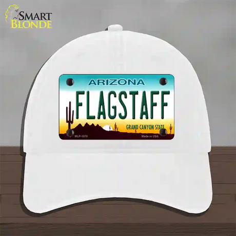 Flagstaff Arizona Novelty License Plate Hat Unconstructed Cotton / White