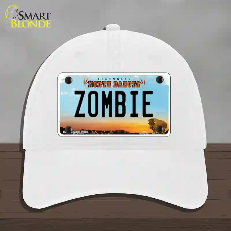 Zombie North Dakota Novelty License Plate Hat Unconstructed Cotton / White