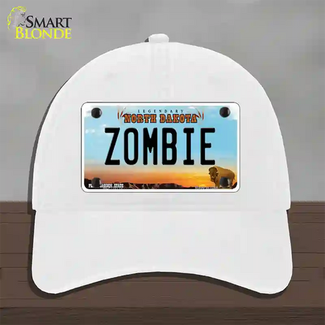 Zombie North Dakota Novelty License Plate Hat Unconstructed Cotton / White