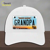 Grandpa North Dakota Novelty License Plate Hat Unconstructed Cotton / White