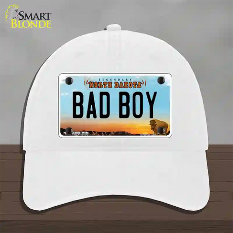 Bad Boy North Dakota Novelty License Plate Hat Unconstructed Cotton / White