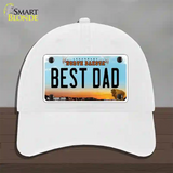 Best Dad North Dakota Novelty License Plate Hat Unconstructed Cotton / White