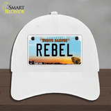 Rebel North Dakota Novelty License Plate Hat Unconstructed Cotton / White