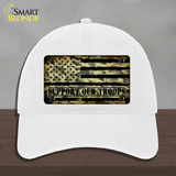 Camo American Flag Support Troops Novelty License Plate Hat Unconstructed Cotton / White