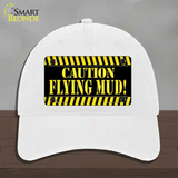 Caution Flying Mud Novelty License Plate Hat Unconstructed Cotton / White