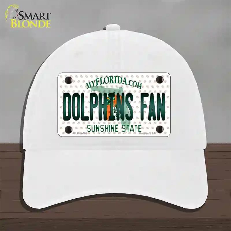 Dolphins Fan Florida Novelty License Plate Hat Unconstructed Cotton / White