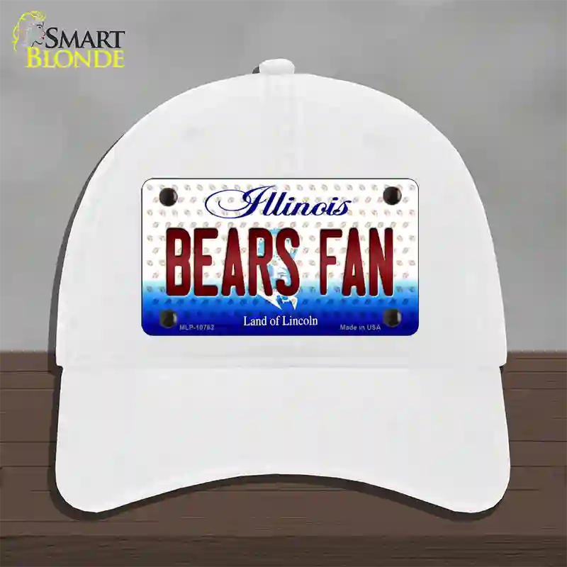 Bears Fan Illinois Novelty License Plate Hat Unconstructed Cotton / White