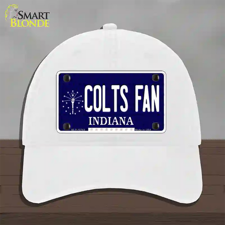 Colts Fan Indiana Novelty License Plate Hat Unconstructed Cotton / White