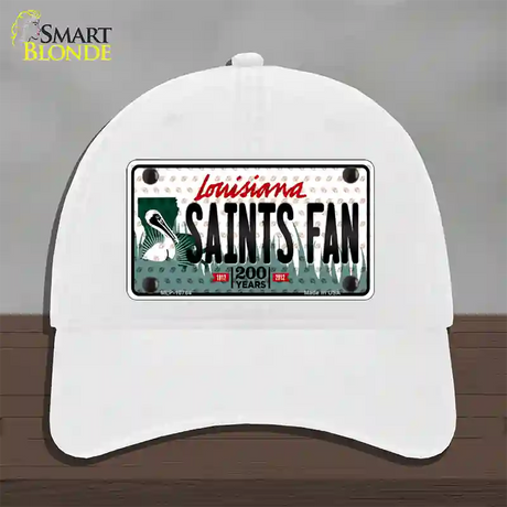 Saints Fan Louisiana Novelty License Plate Hat Unconstructed Cotton / White