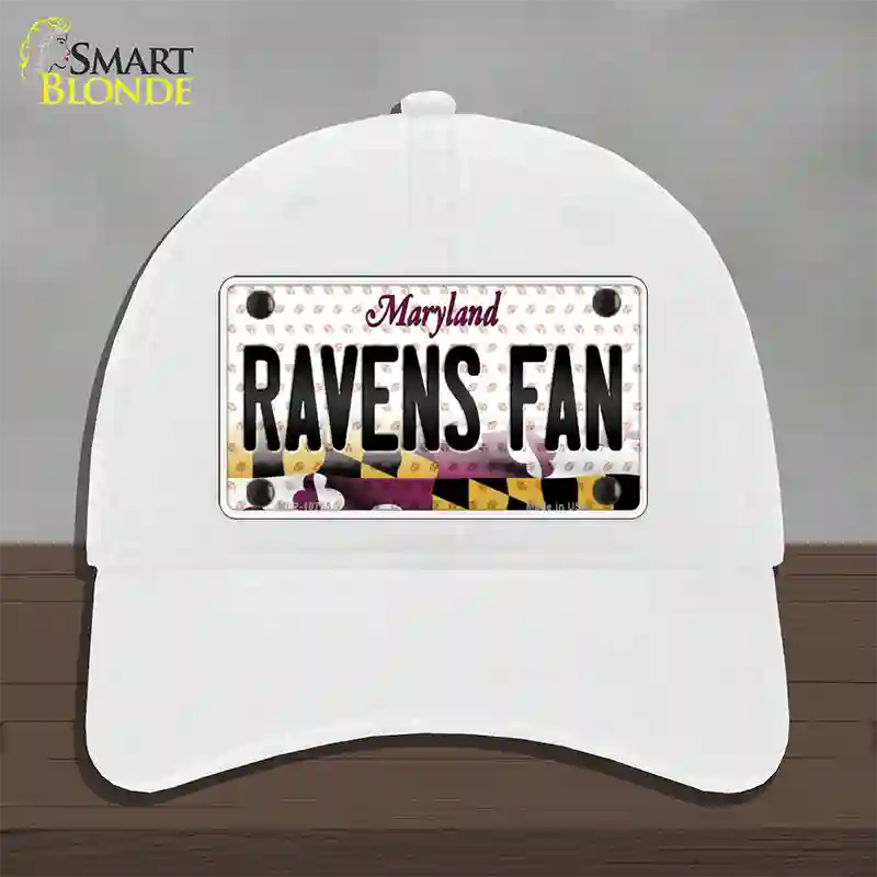 Ravens Fan Maryland Novelty License Plate Hat Unconstructed Cotton / White