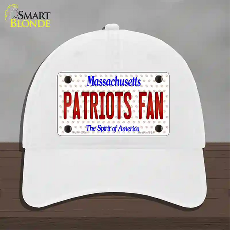 Patriots Fan Massachusetts Novelty License Plate Hat Unconstructed Cotton / White