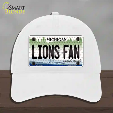 Lions Fan Michigan Novelty License Plate Hat Unconstructed Cotton / White