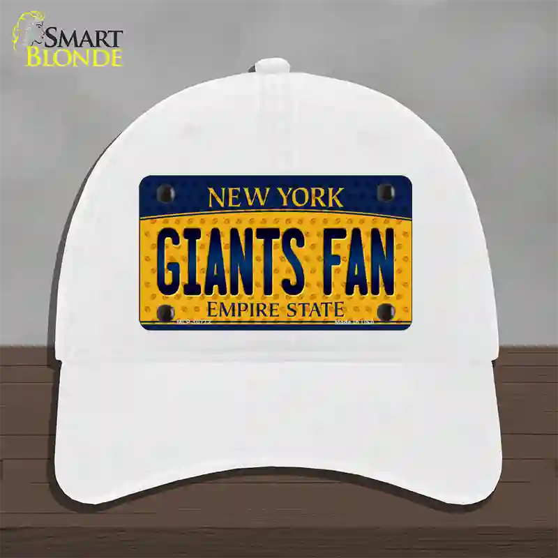 Giants Fan New York Novelty License Plate Hat Unconstructed Cotton / White