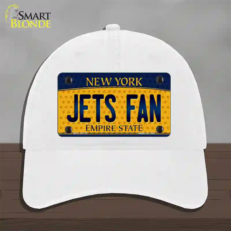 Jets Fan New York Novelty License Plate Hat Unconstructed Cotton / White