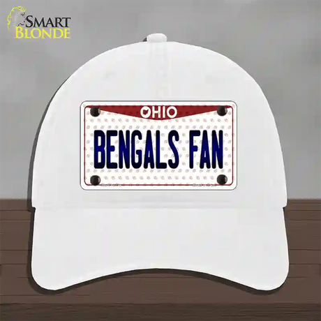 Bengals Fan Ohio Novelty License Plate Hat Unconstructed Cotton / White