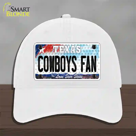 Cowboys Fan Texas Novelty License Plate Hat Unconstructed Cotton / White