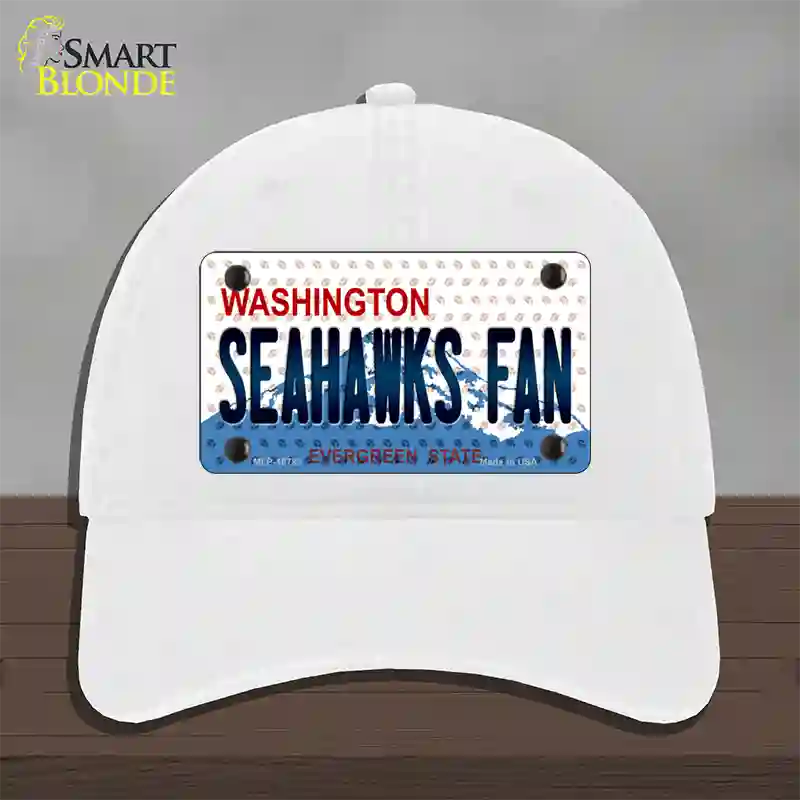 Seahawks Fan Washington Novelty License Plate Hat Unconstructed Cotton / White