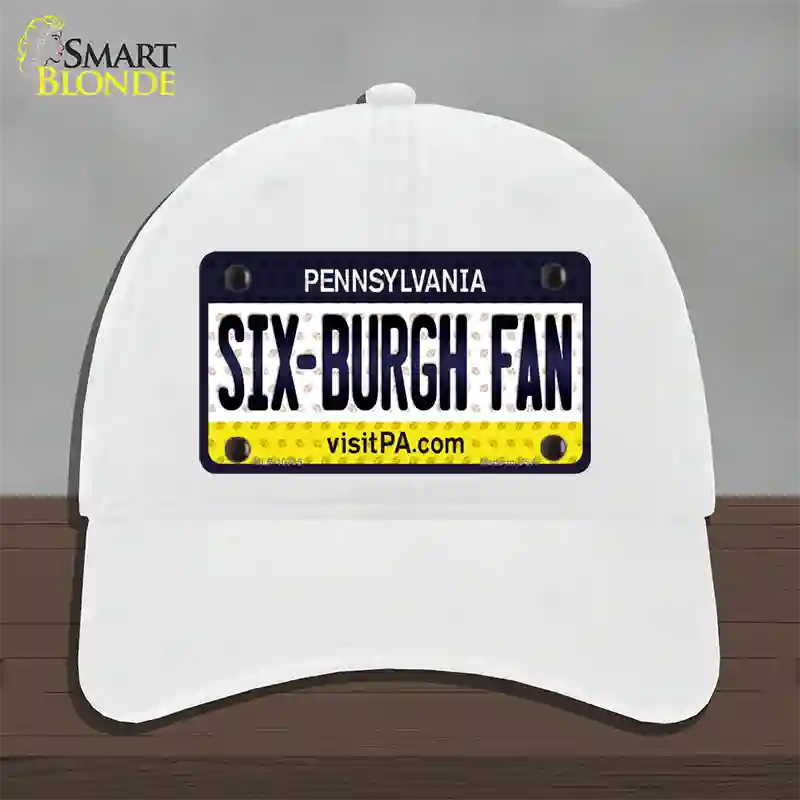 Six Burgh Fan Pennsylvania Novelty License Plate Hat Unconstructed Cotton / White